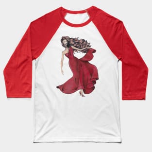 Quarantina Lady in Red Baseball T-Shirt